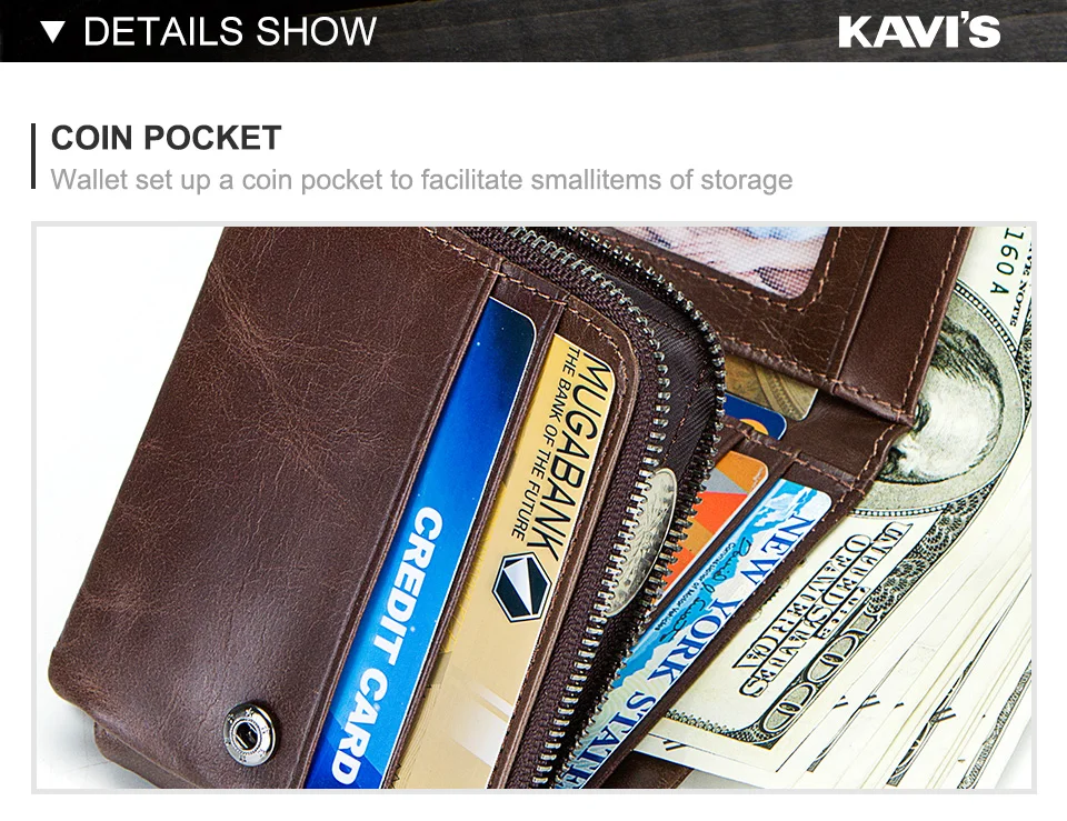 KAVIS Trifold дизайнерский держатель для карт, кошелек из натуральной кожи, мужской кошелек для монет, маленький портфель, зажим для денег, сумка Perse