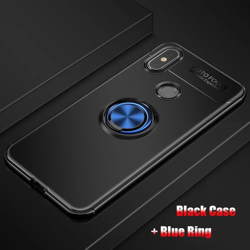 Автомобильный Кронштейн кольцо магнитный держатель TPU чехол для Xiaomi Mi 6 A1 8 MIX 2/2 S RedMi 4A 4X Note 5 Pro Prime глобальная версия 5A S2 чехол - Цвет: BlB