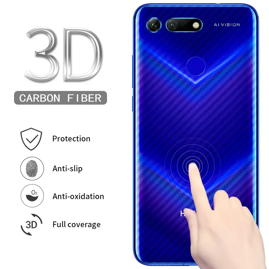3D углеродное волокно защита для задней панели экрана Huawei Honor View 20 наклейка задняя