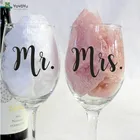 6pcsset Mr and Mrs Wine Glasses Sticker Newlyweds Engagement Wedding Gift Champagne Glass Decal Wedding Decoration QQ516
