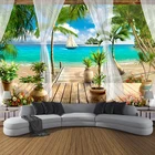 Самоклеящаяся Настенная Наклейка на стену, 3D фотообои для балкона, песчаного пляжа, моря, гостиной, фона для телевизора