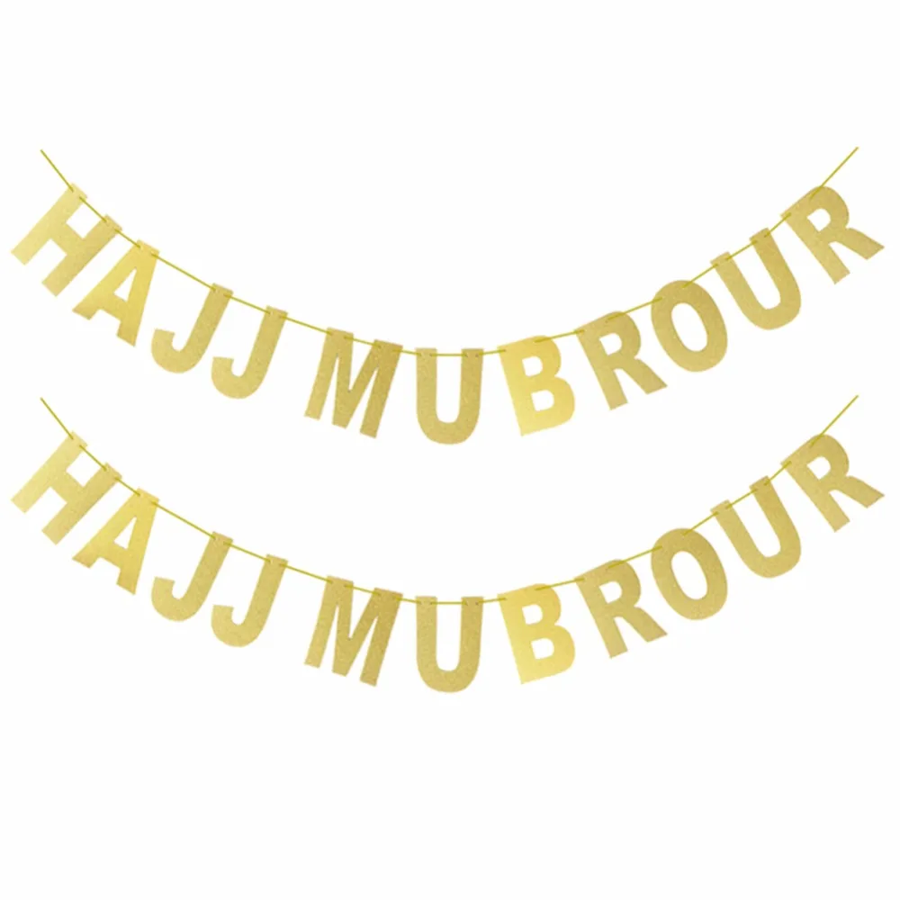 Хей Забавный 1 комплект hen night Party HAJJ MUBROUR блестящая бумага золотые буквы баннеры
