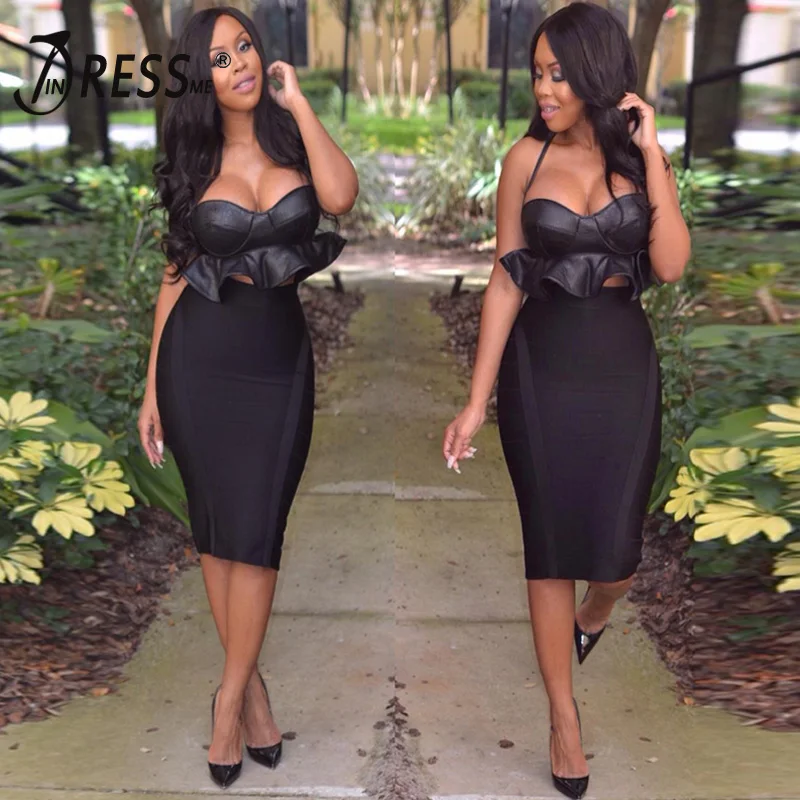 INDRESSME 2020 Новое Женское Бандажное Платье Карандаш Bodycon юбка в полоску до