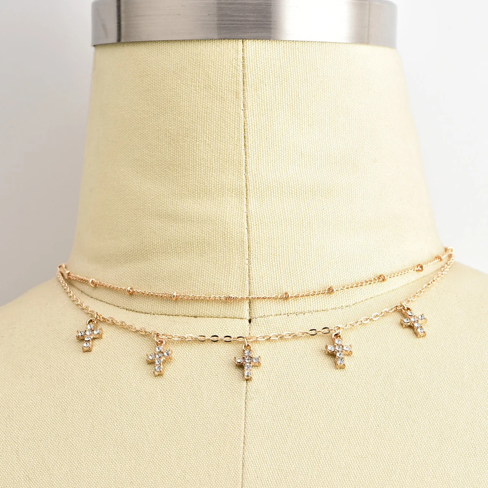 2 шт./компл. богемное модное ожерелье с перекрестными ремешками золотого цвета