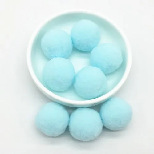 30mm 25Light blue Светильник, желтый, розовый, голубой помпон, меховые шарики, сделай сам, мягкие помпоны, помпоны для рукоделия, Свадебный декор, клей на ткани, аксессуары, 8 мм до 30 мм, 20 г - Цвет: 30mm 25Light blue