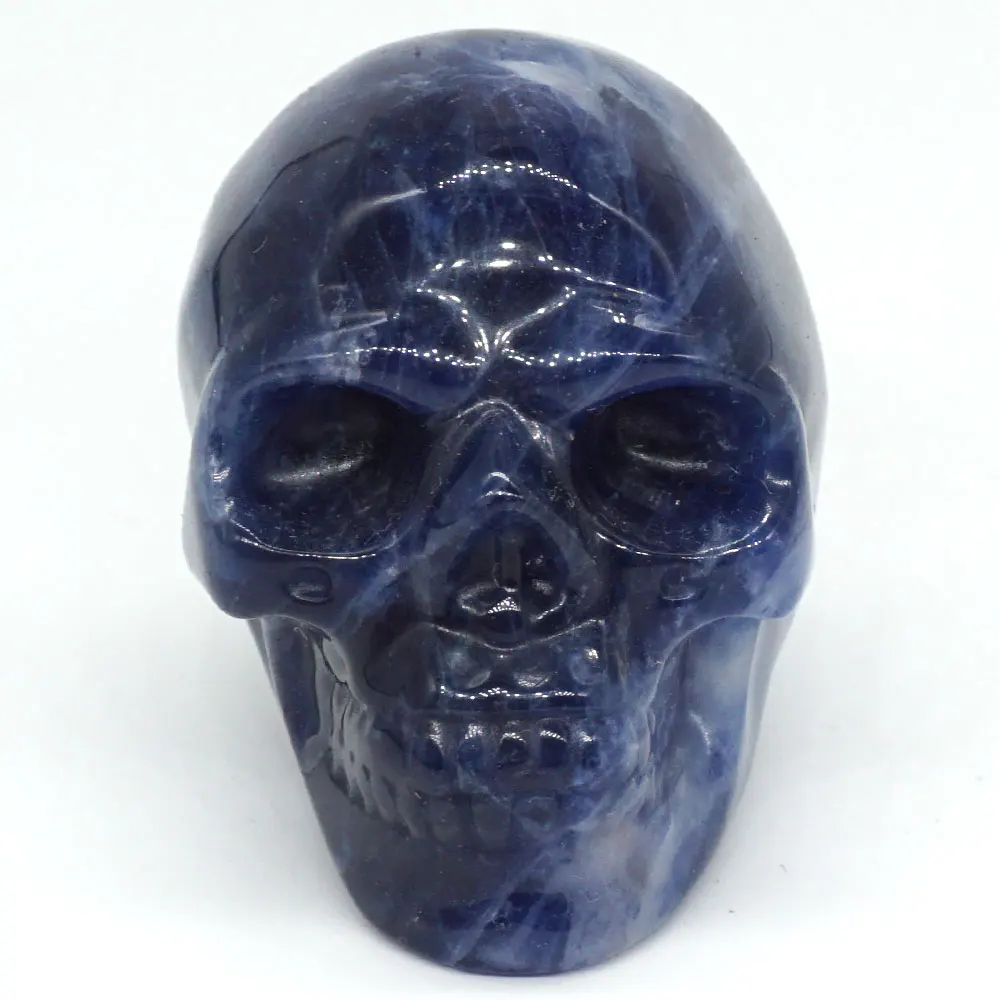Статуэтка-череп натуральный камень голубой содалит кристалл резная статуя