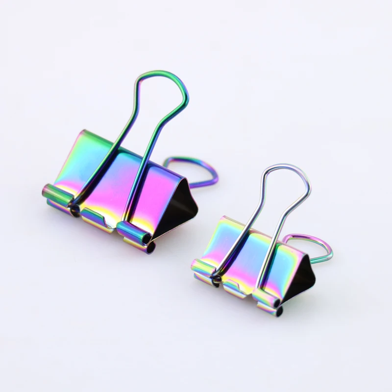 Najtaniej TUTU 15/8 Sztuk Kolor Tęczy Metalowe Klipsy Do Segregatorów Coloful Binder Notatki Papier Do Pisania Klip Materiały Biurowe H0152