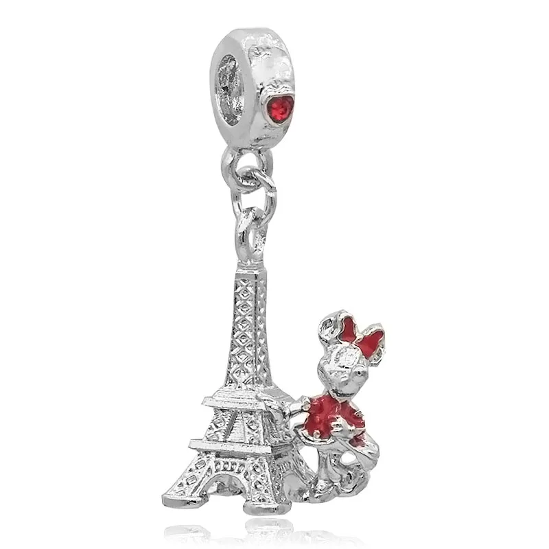 Eiffel minnie Популярные изысканные европейские бусины Сделай Сам прекрасный зеленый Тинкербелл талисманы подходят к оригиналу Пандора браслеты драгоценные подарки - Цвет: Eiffel minnie