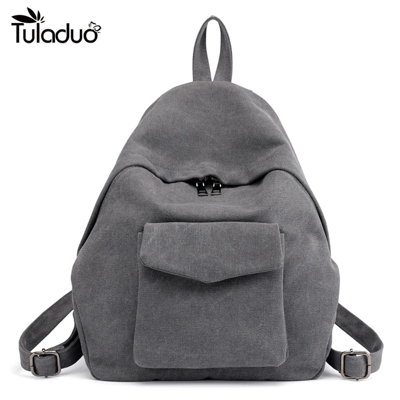 

Korean Style Fashionable Female Canvas Backpack Vintage Style Large Capacity Casual Backpack For Travel College StudentSchoolbag