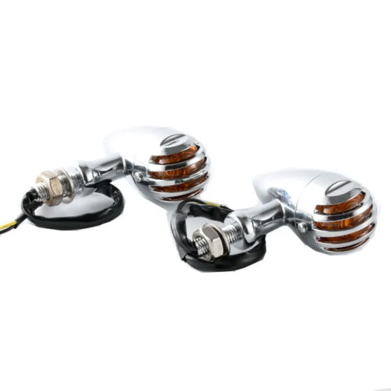 

Motorcycle Metal Bullet Grill 10mm Turn Signal Indicator Lamp Scooter Cafe Racer Cruiser Choppe Offroad Street Bike Old School