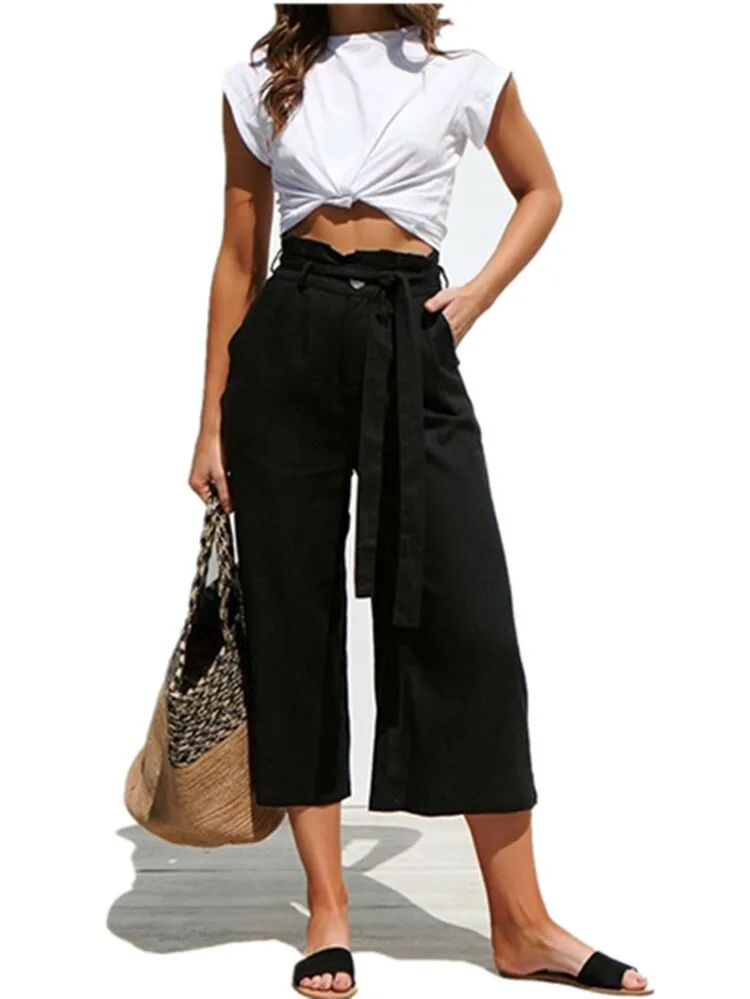 Женские широкие брюки из хлопка и льна на весну-лето 2019 | Женская одежда