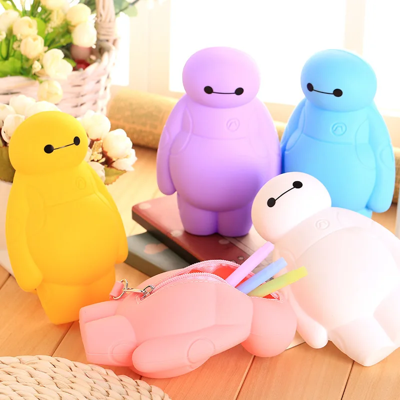 Baymax силиконовые водонепроницаемый пенал Kawaii Девушка мешок розовый милый большой