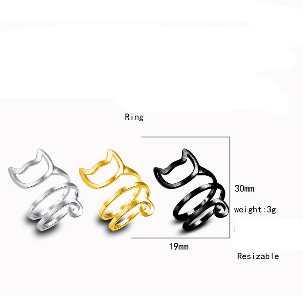 Кольцо регулируемое открытое с котенком посеребренное или золотое|ring adjustable|jewelry