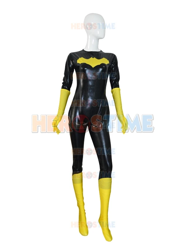 Лидер продаж 2015 Новый Блестящий металлический костюм Бэтгерл Женский супергероя