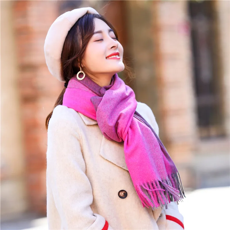 Женский шарф RUNMEIFA из искусственного кашемира с градиентом Зимний Теплый шали