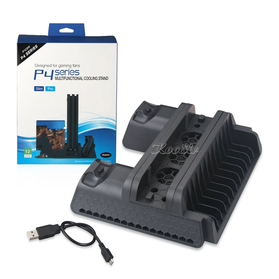 Вертикальный охлаждающий вентилятор PS4 Slim PRO с двойной подставкой зарядное
