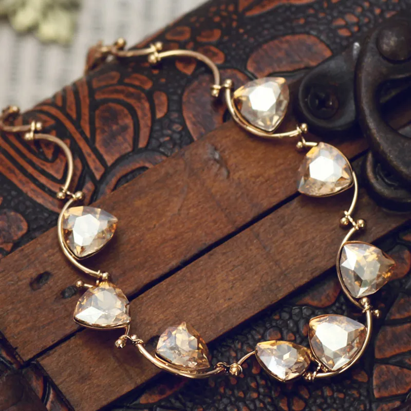 Neoglory Кристальный очаровательный браслет трендовый треугольный дизайн ювелирное