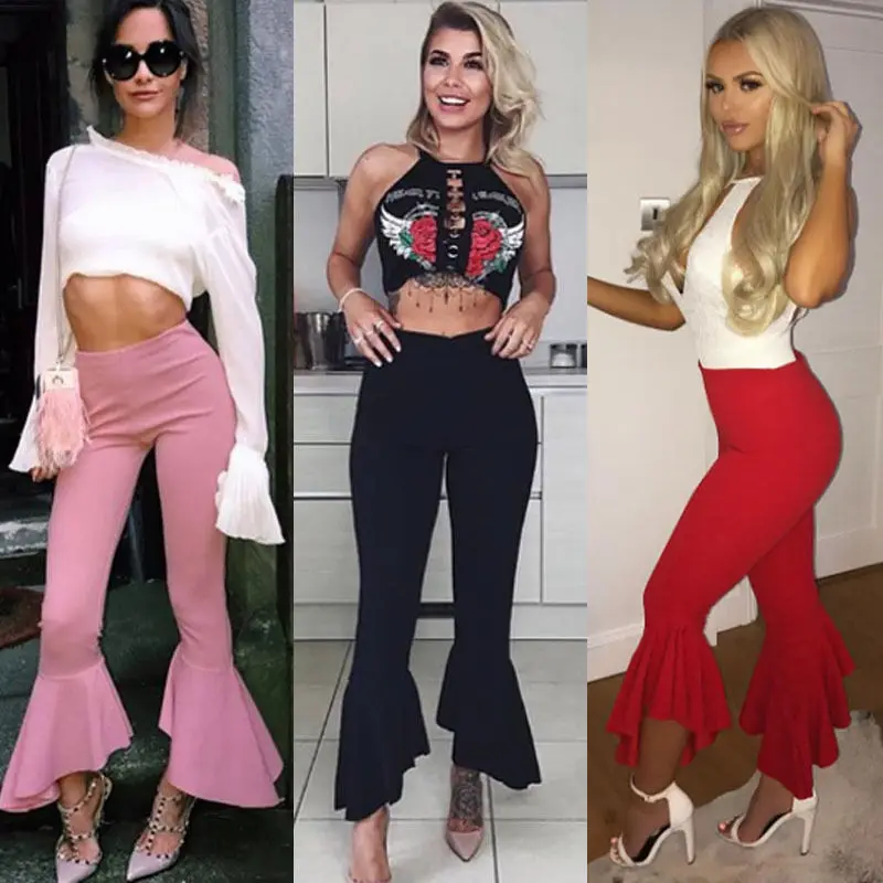 Новые модные женские брюки Капри с высокой талией и оборками повседневные летние