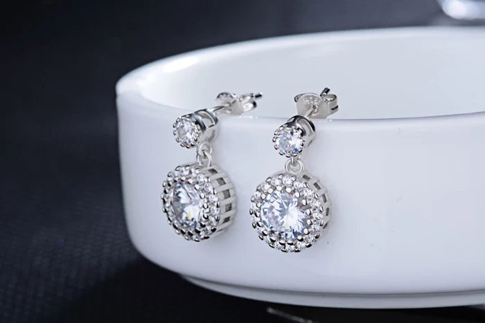 Женские серьги гвоздики из серебра 925 пробы с фианитом|stud earrings|stud earrings for womenjewelry |