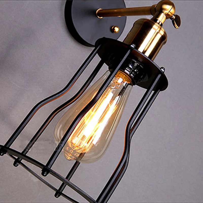 Free Shipping Vintage Industrial Lighting Wall Lights E27 Country Small Black Metal Lamps Edison Fixtures | Лампы и освещение
