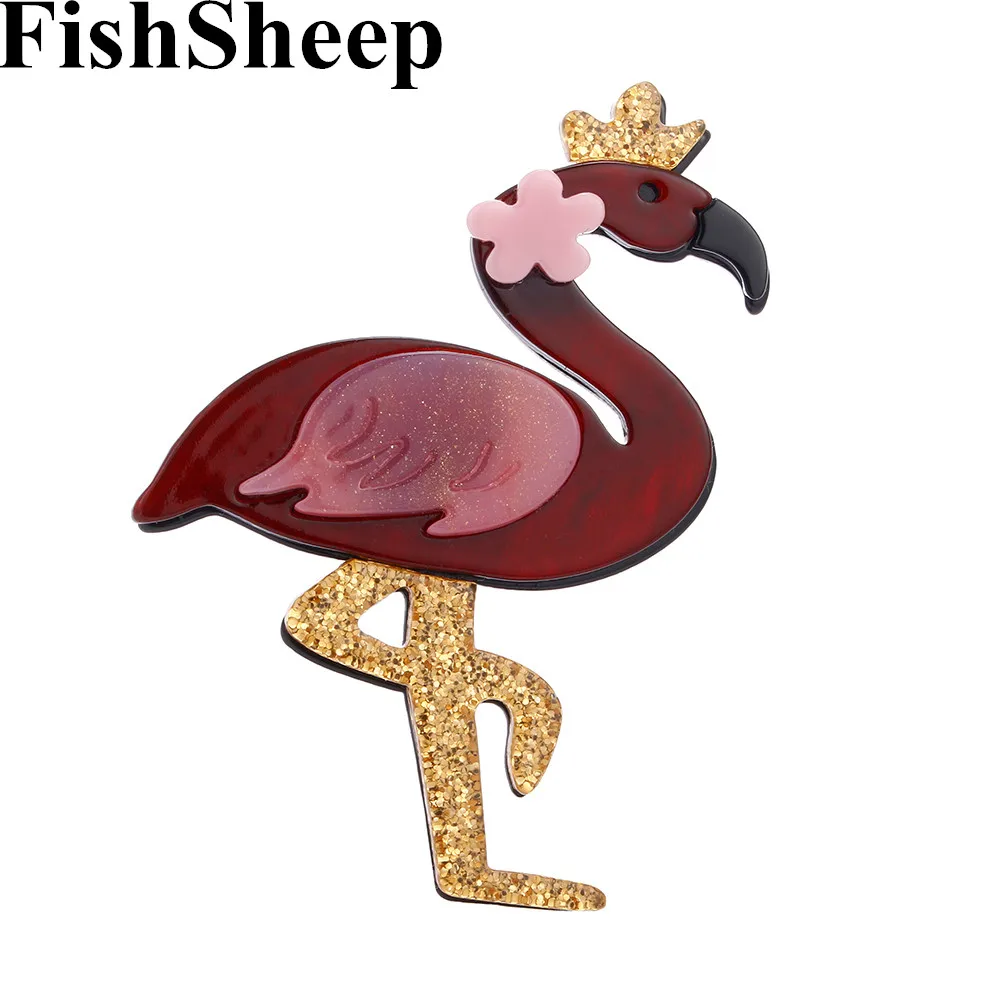 FishSheep Фламинго акриловый нагрудный знак брошь женский подарок Любовь блеск птицы животное стиль брошь новая модная одежда аксессуар