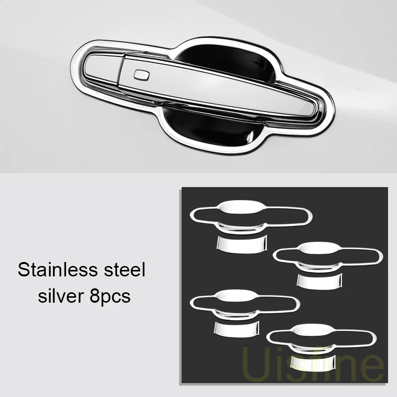 steel silver 8pcs Дверные ручки, дверные чаши с защитой из нержавеющей стали, устойчивые к царапинам автомобильные аксессуары для Chevrolet Equinox - Цвет: steel silver 8pcs