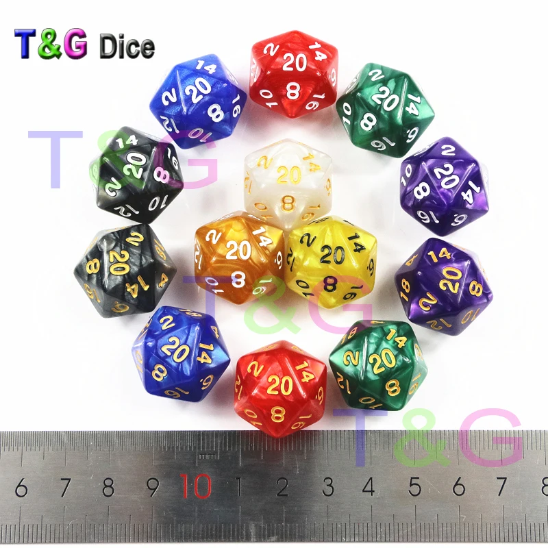 T & G D20 игральные кости для D Rpg 20 двухсторонняя гладкая поверхность игры много