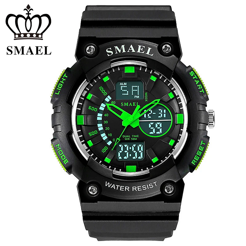Новых Людей Прибытия Спортивные Часы SMAEL Марка Dual Time Display Ударопрочный Наручные 50