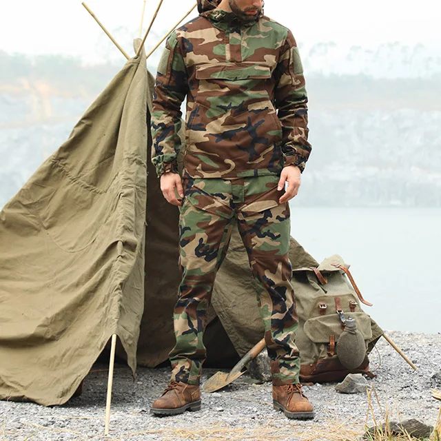 Woodland Camo Армейские военные тактические брюки-карго, Униформа, водонепроницаемый камуфляж, Тактическая Военная униформа, США, армейский мужской комплект одежды - Цвет: Woodland Camo