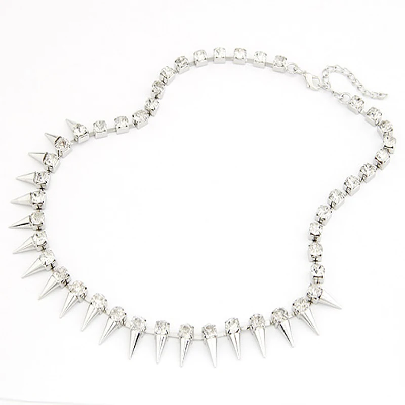 Женское Ожерелье с коротким дизайном роскошное ожерелье заклепками Стразы # N054 |