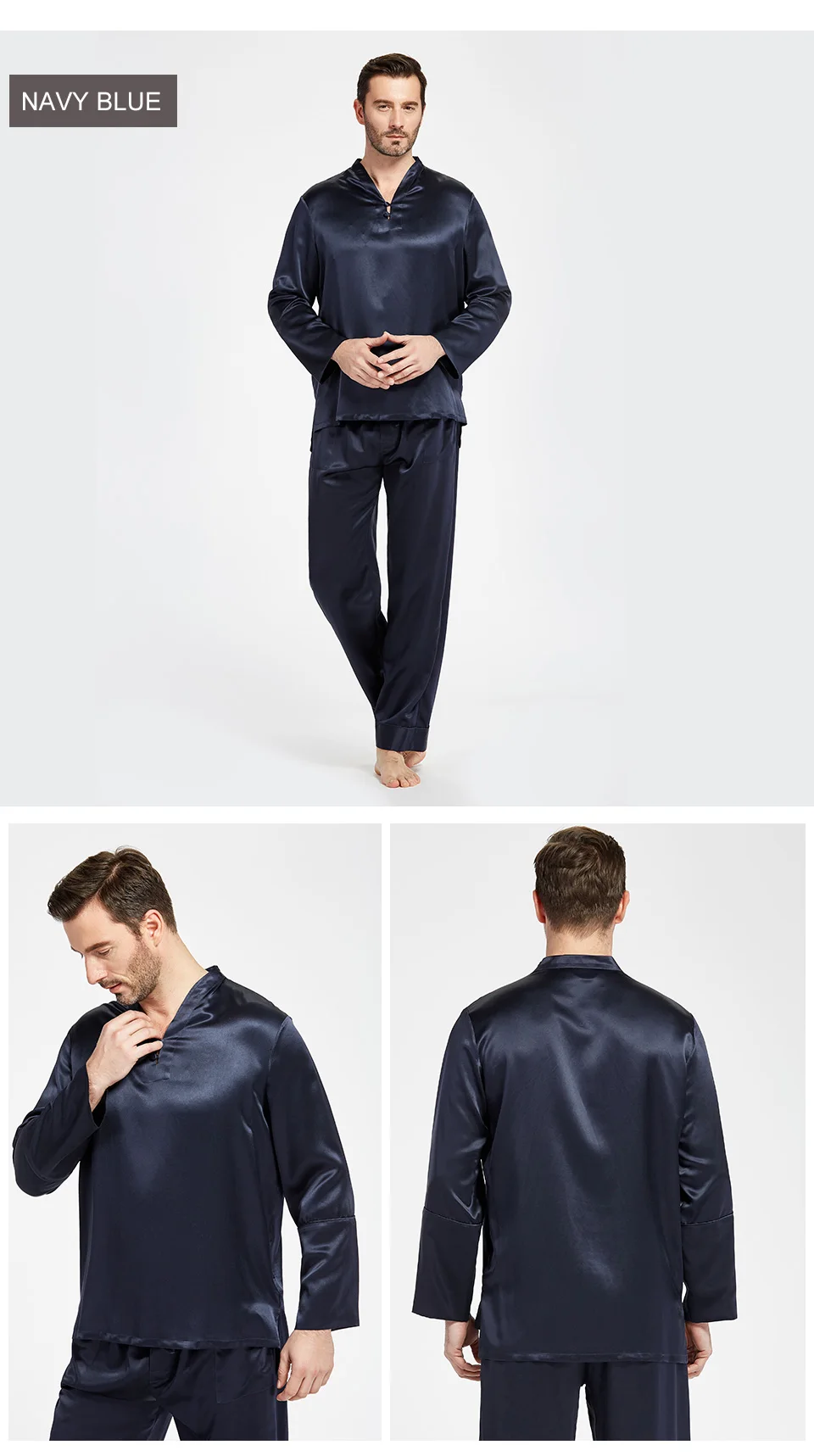 LilySilk пижама мужская белье костюм домашняя одежда для мужчн Пижамный комплект шелк 22 momme китайский Стиль