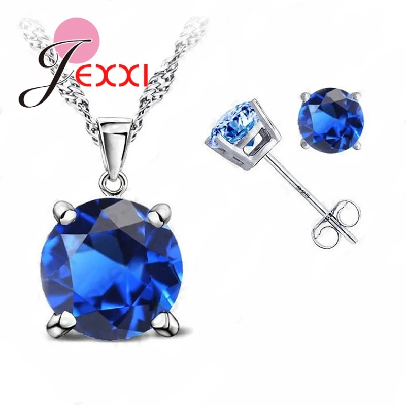 

Elegant Women High Quality CZ Cubic Zirconia 925 Sterling Silver Jewelry Sets Stud Earring Pendant Necklace Fast Shipping