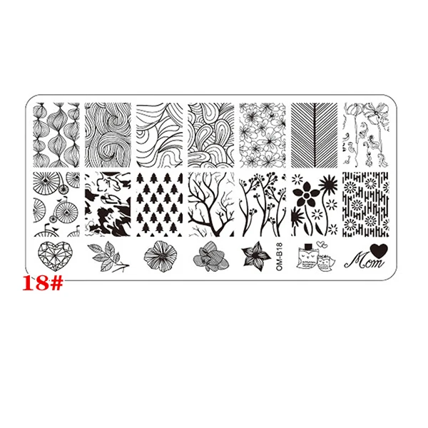 Pattern 18 1 шт. прямоугольник Нержавеющая сталь Дизайн ногтей штамповка Плиты шаблона цветочный Кружево сетки ногтей изображения Stamp плиты DIY Инструменты для маникюра - Цвет: Pattern 18