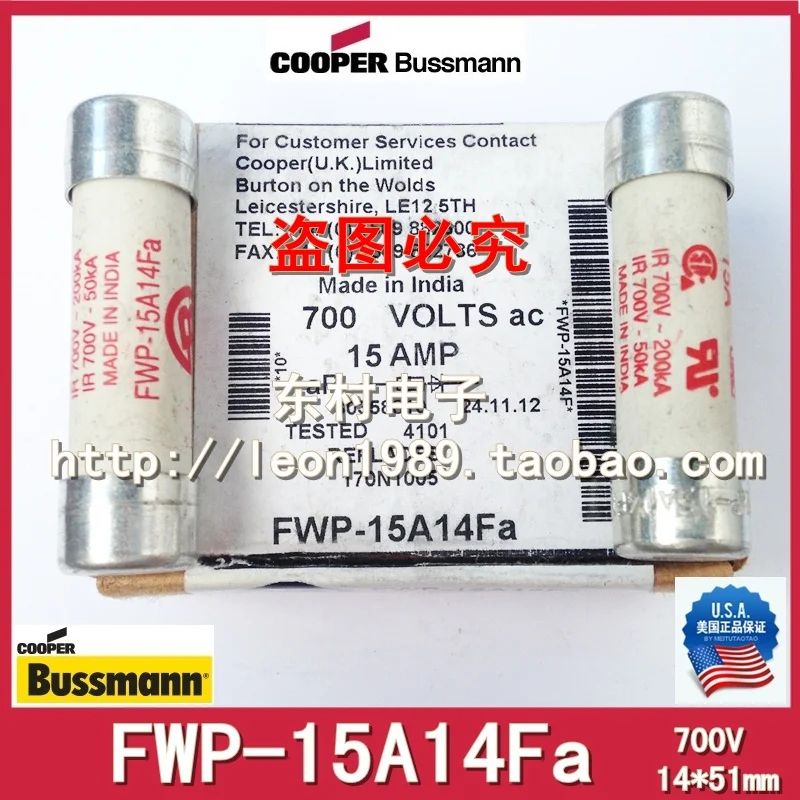 

US Bussmann Fuses FWP-15A14F FWP-15A14Fa 15A 700V 14 \u0026 times; 51mm
