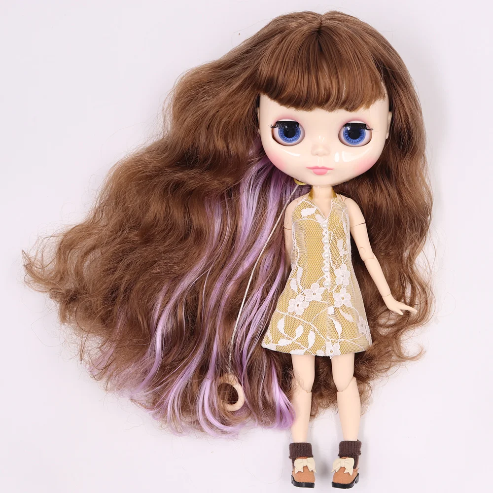 Ледяной DBS Blyth кукольные нет. BL2137/9158 коричневый парик микс из фиолетовые волосы