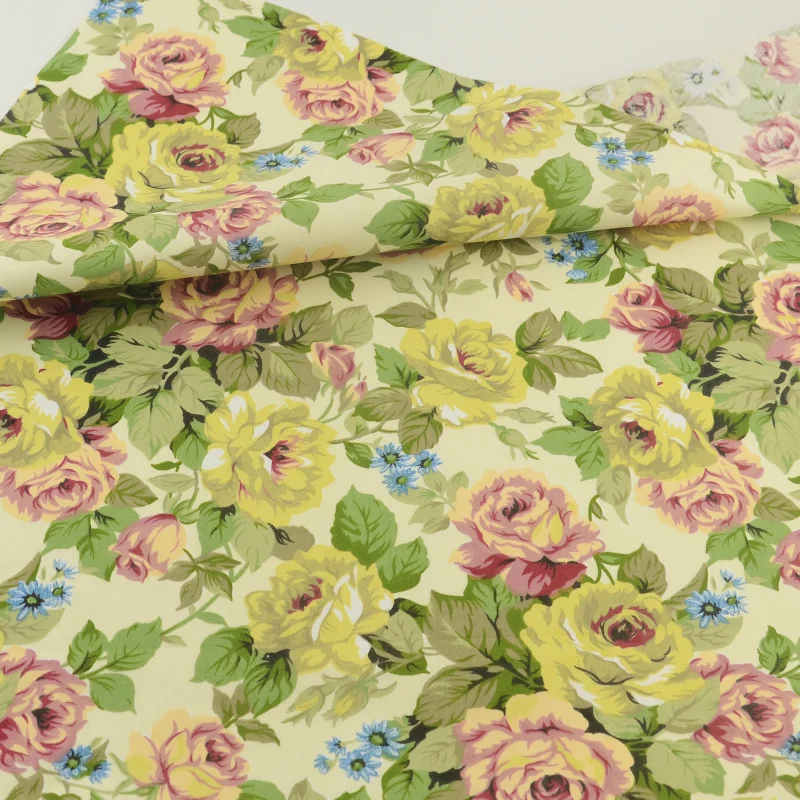 Зеленый розового хлопка Ткань Вышивание квилтинга Постельные принадлежности