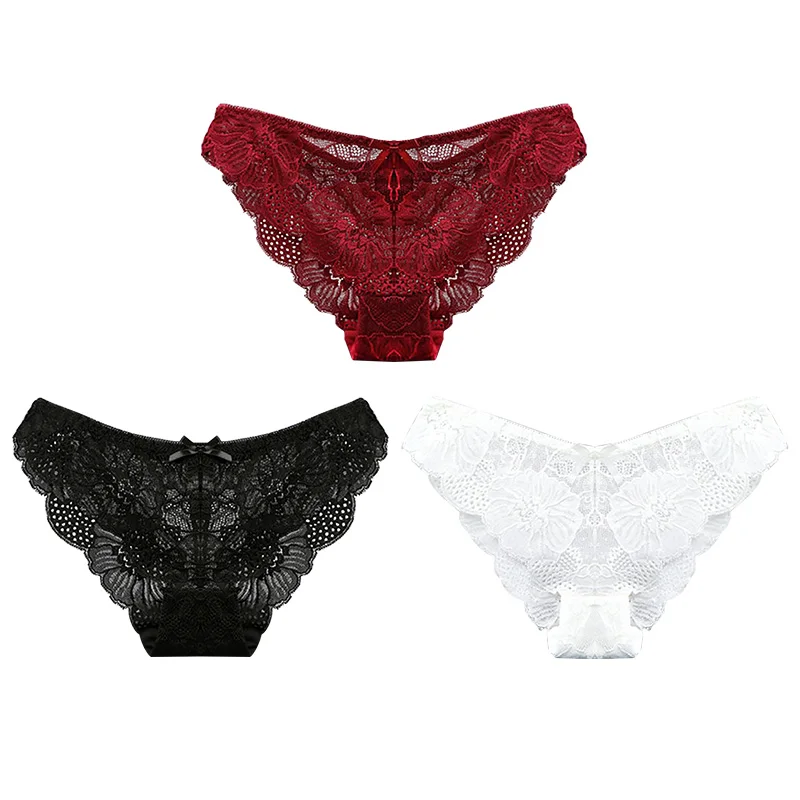 A 3pcs 3 шт., трусики из хлопка с кружевами, нижнее белье, сексуальные трусики для женщин, бесшовные трусики с низкой посадкой, Соблазнительные трусики, трусы# D - Цвет: A 3pcs