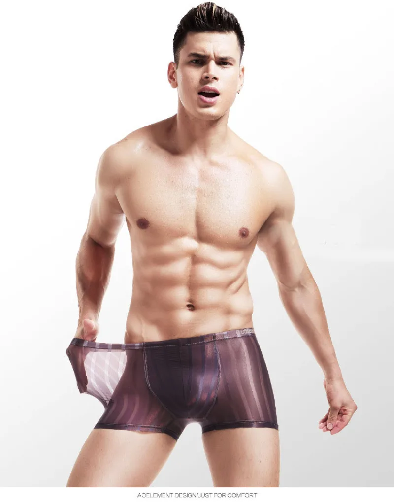 Сексуальное прозрачное Мужское нижнее белье DANJIU бесшовные мужские боксеры из