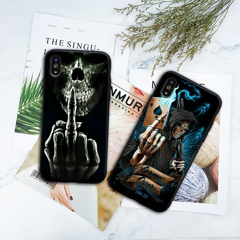 Для iphone X XS XR MAX Забавный Череп дизайн оболочка для Apple iphone 5 5S SE 6 6S PLUS 7 8 PLUS защитный чехол