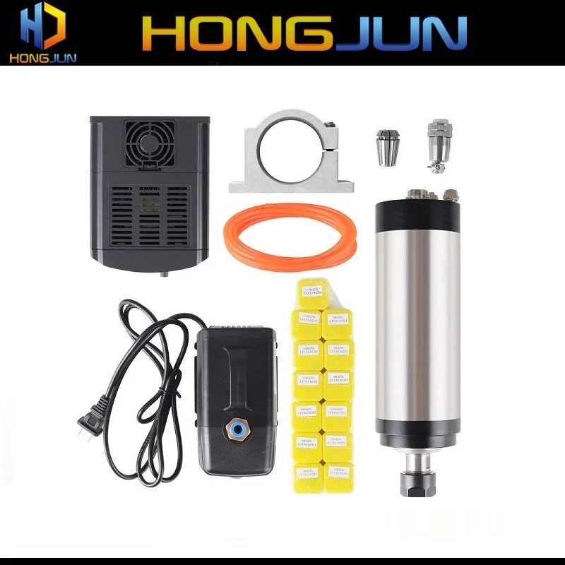 

HONGJUN CNC Spindle Kit 1.5KW Water Cooling Spindle Motor + 1.5kw Interver + ER16(1-10mm) + 80mm Clamp + 3.5m Water Pump