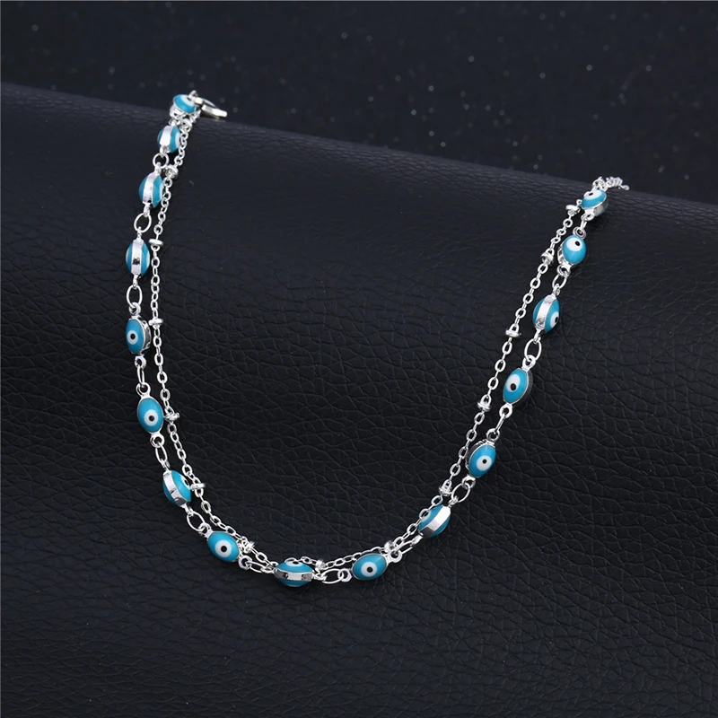 Богемные сандалии enkelbanje Evil Eye пляжное украшение на ногу 925 серебряный браслет на щиколотке ножные браслеты ювелирные изделия для женщин AB107