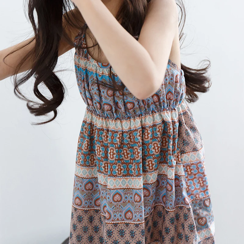 Bear Leader Girls Beach Bohemian Dress New Geometric Pattern Kids Sling-Sleeve Dresses For big children's beach Clothes | Детская