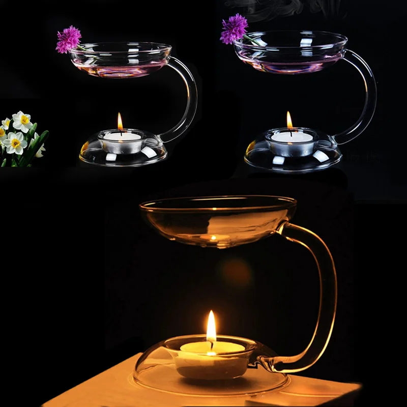 Прозрачные стеклянные двухслойные подсвечники романтические хрустальные