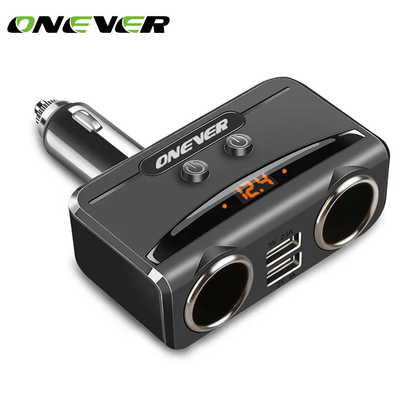 ONEVER 1 2 Авто прикуриватели муфта Splitter розетка с Dual USB 3.1a автомобиля Зарядное