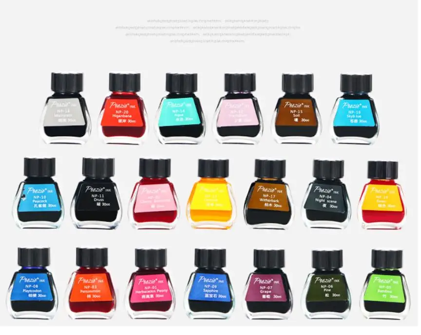 Стеклянная авторучка чернильная бутылка POEZIE INK-30ml 20 цветов на выбор школьные и
