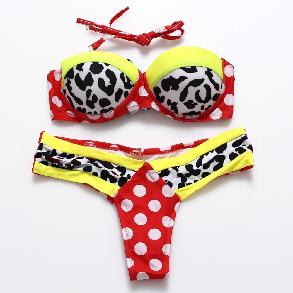 Новинка 2017 соблазнительное женское бикини в стиле пэчворк Женский бандажный