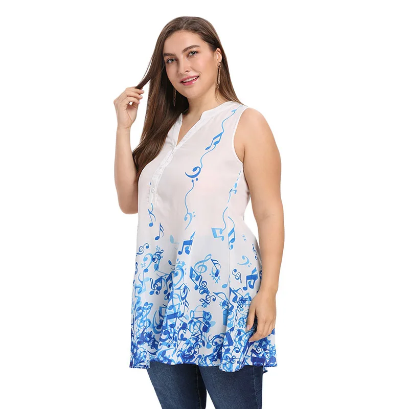 PlusMiss размера плюс 5XL 4XL с принтом музыкальной ноты свободная белая длинная