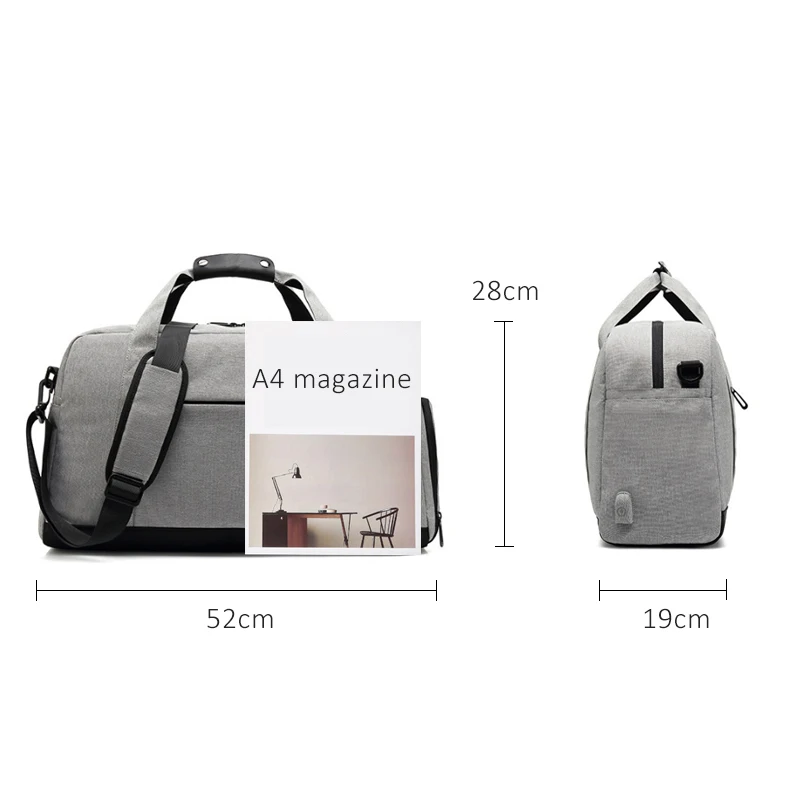 Популярная мужская сумка Оксфорд с большой емкостью и usb зарядкой