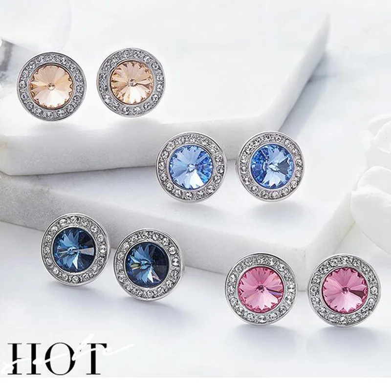 LuxJuly Eurpean и американские серьги с кристаллами украшенные Swarovski Женские аксессуары