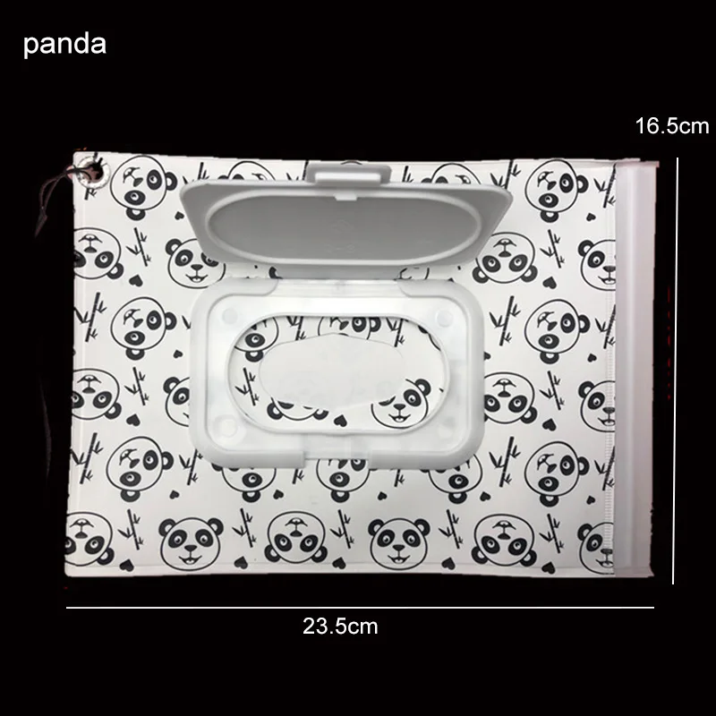 panda Переносные детские влажные салфетки на застежке, контейнер для салфеток, экологически чистые, легко переносные, раскладушка, косметические чистящие салфетки, чехлы 23*13,5 см - Цвет: panda